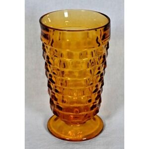 Vintage Indiana Whitehall Colony Cubist Amber Footed Tea Glass